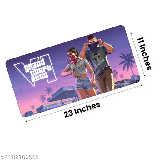 Grand Theft Auto / Neon Synthwave Vice City Gaming Mouse Pad (23inch x 11inch x 3mm) Extra Large Gaming Mouse Mat for Gamer, Waterproof Office Laptop and Desktop Mat