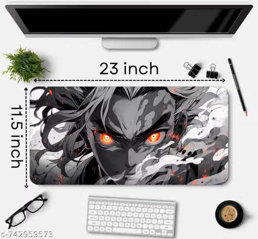 Demon Slayer: Fiery Eyes Anime Extended Gaming Mouse Pad – 23″ × 11.5″