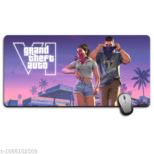 Grand Theft Auto / Neon Synthwave Vice City Gaming Mouse Pad (23inch x 11inch x 3mm) Extra Large Gaming Mouse Mat for Gamer, Waterproof Office Laptop and Desktop Mat